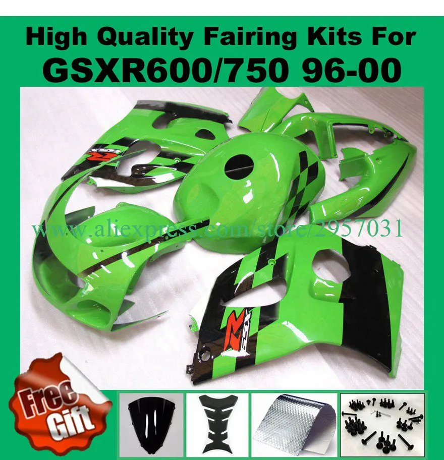 

Fairings for SUZUKI GSXR600 GSXR750 1996 - 2000 GSXR 600 750 96 97 98 99 00 fairing kit GSX-R600/750 96-00 green black bodywork