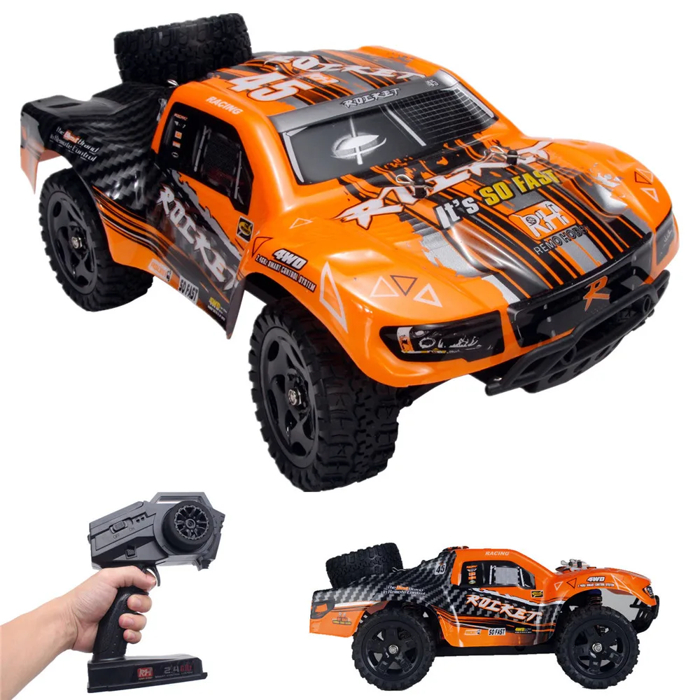 Новое поступление Ремо 1621 1/16 2,4 г 4WD щеткой Rc автомобиля внедорожные Краткий курс Грузовик оранжевый Цвет RC модели дети подарки на день рождения