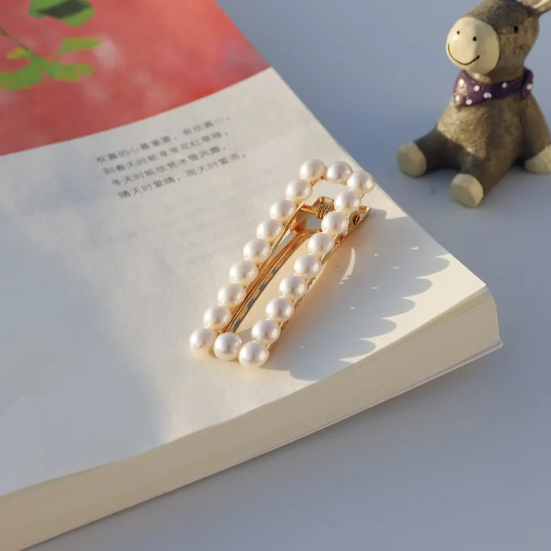 1 шт. Женские элегантные геометрические жемчужные заколки корейского стиля для волос из сплава аксессуары для девочек крепления головных уборов.