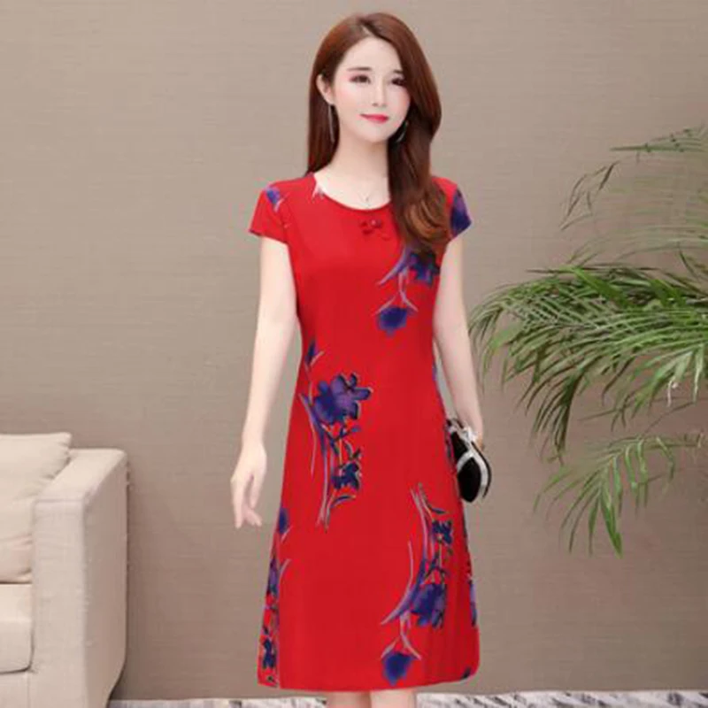 Летнее модное платье для женщин среднего возраста новинка 2019 женское свободное