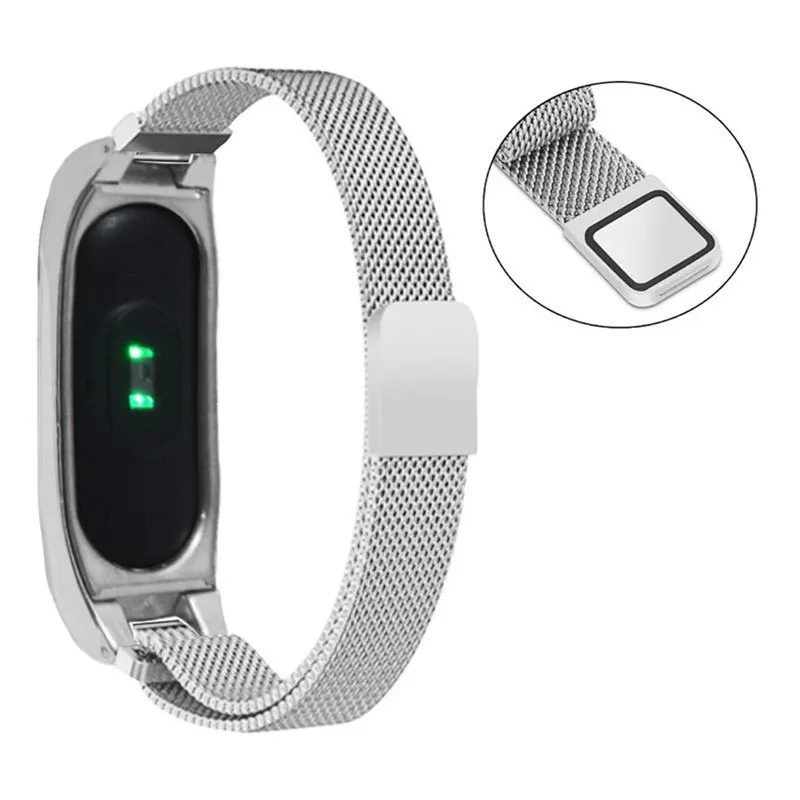 Цветной ремешок для часов из нержавеющей стали Xiaomi Mi Band 2 с магнитной застежкой на