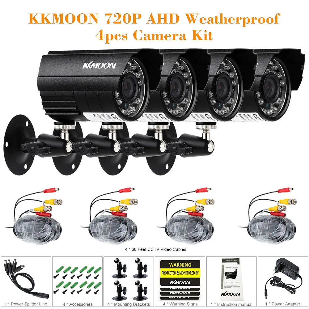 Камера видеонаблюдения KKmoon AHD 720P с защитой от атмосферных воздействий комплект s