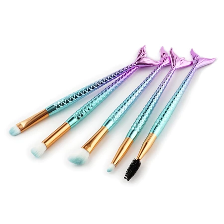4 pcs Pro 15 шт. unquie Русалка набор кистей для макияжа бровей подводка для глаз Румяна смешивание контурная основа Косметика Красота Макияж кисти инструмент - Handle Color: 4 pcs