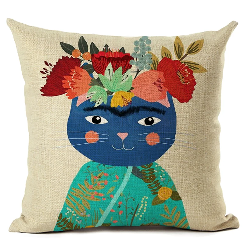 Винтажная Цветочная наволочка кошка подушка для автомобиля диван сиденье евро