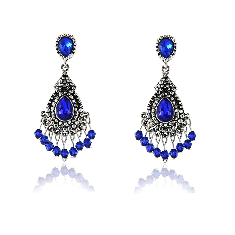 New Blue Crystal Earrings For Women Fashion jewelry Korean 2020 Statement Vintage Best Friend Gift | Украшения и аксессуары