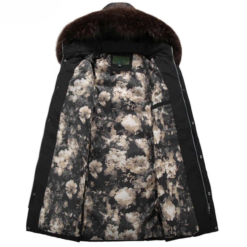 Covrlge Winter New Men Parkas 2019 Fashion Casual Medium Long Fur Hooded Cotton Coat Warm Big Size 4XL Outerwear Red MWM081