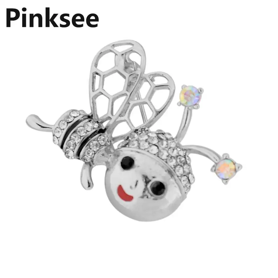 

Handmade Alloy Wing Crystal Rhinestones Insect Bee Brooch Lapel Pins for Women Men Corsage Retro Brooch pin High Quality