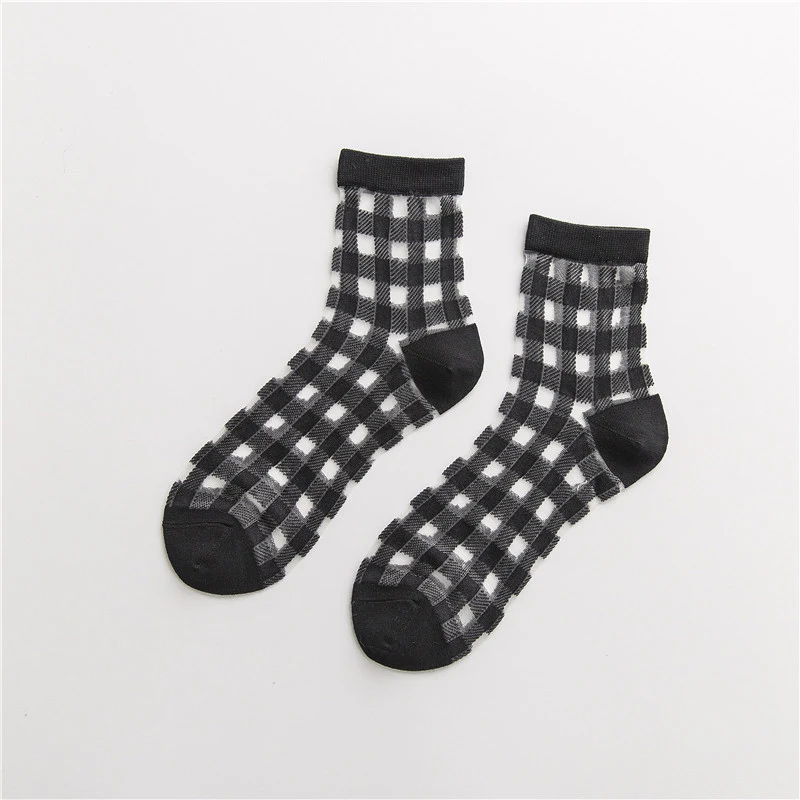 black HUI GUAN, пять цветов, дышащие ультратонкие короткие носки, женские оригинальные сетчатые милые носки, эластичные модные женские носки - Цвет: black