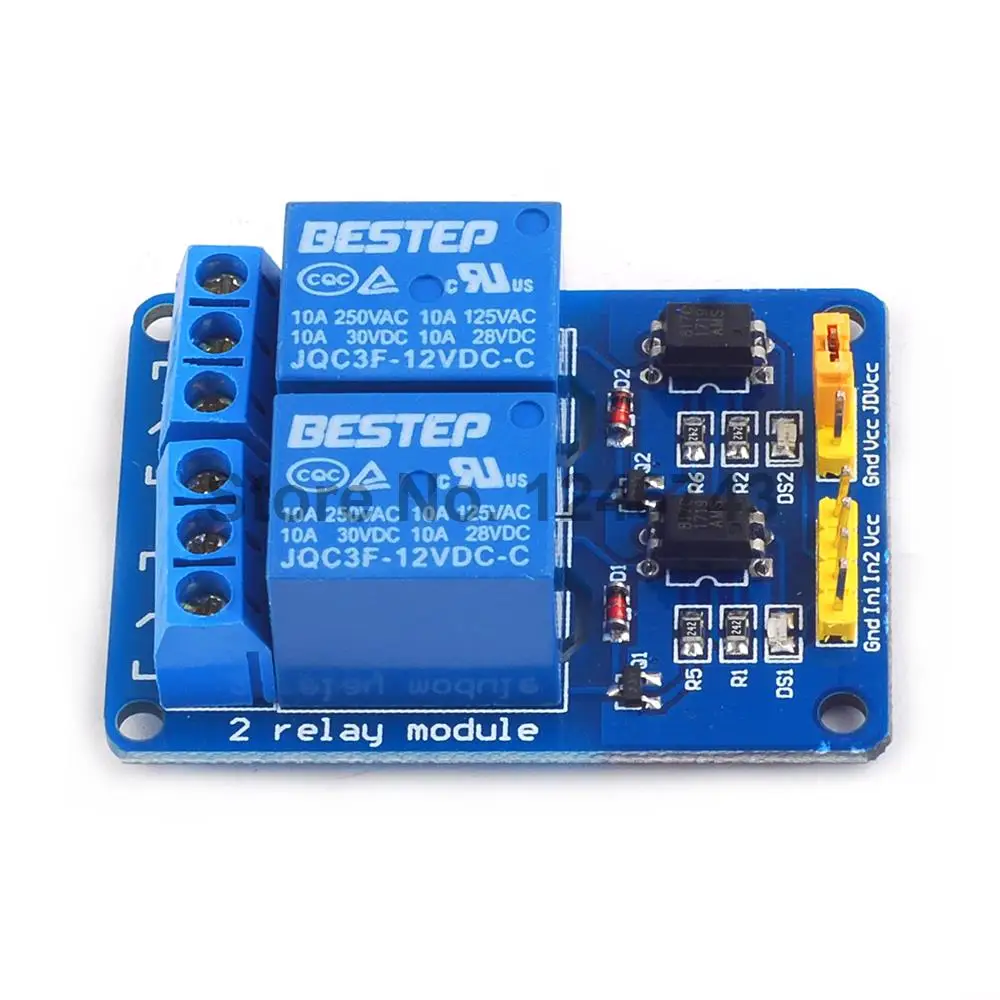 1 шт. 12 В 2 канальный релейный модуль дюйма выход оптрона для Arduino|2channel relay|channel relay12v