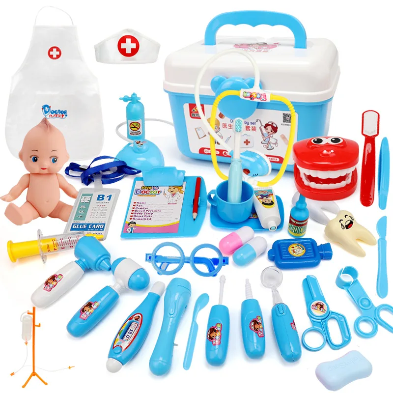 

Sound and light kids Doctor Toys set Nurse Simulation Medicine Box with Dolls Pretend Play Classic Toys Gift