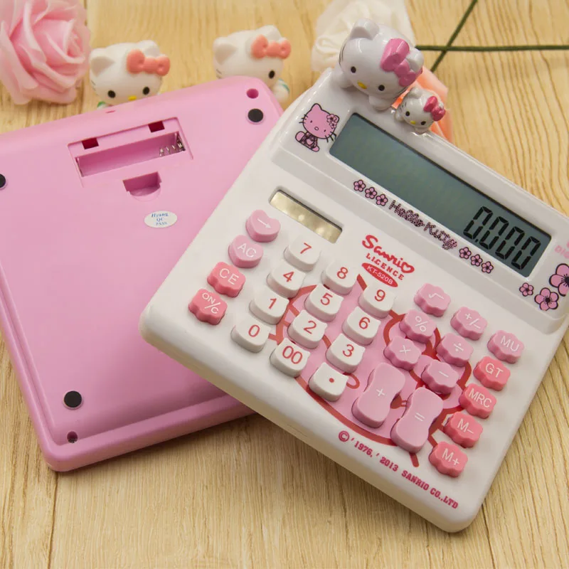 Hello kitty мультфильм солнечный калькулятор розовая KT Кот кукла милый