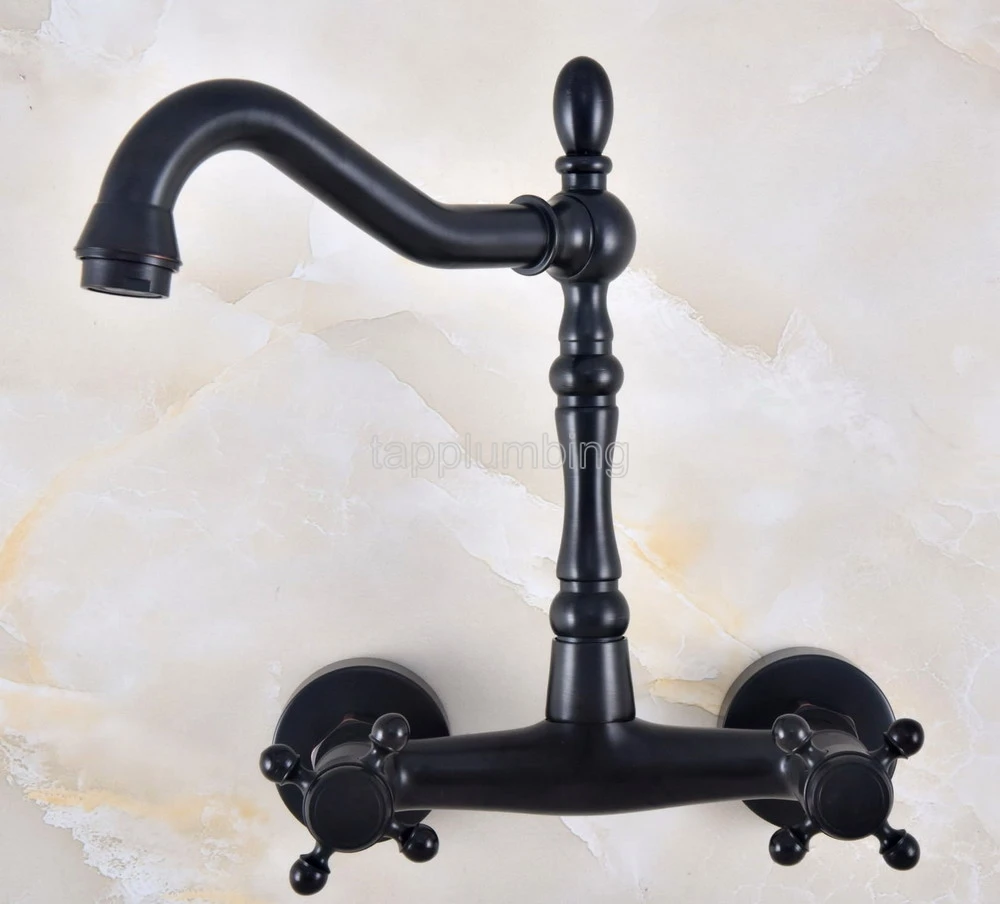 Bathroom Black Bronze Faucet Wall Mounted Swivel Spout Hot and Cold Mixer tnf814 | Обустройство дома