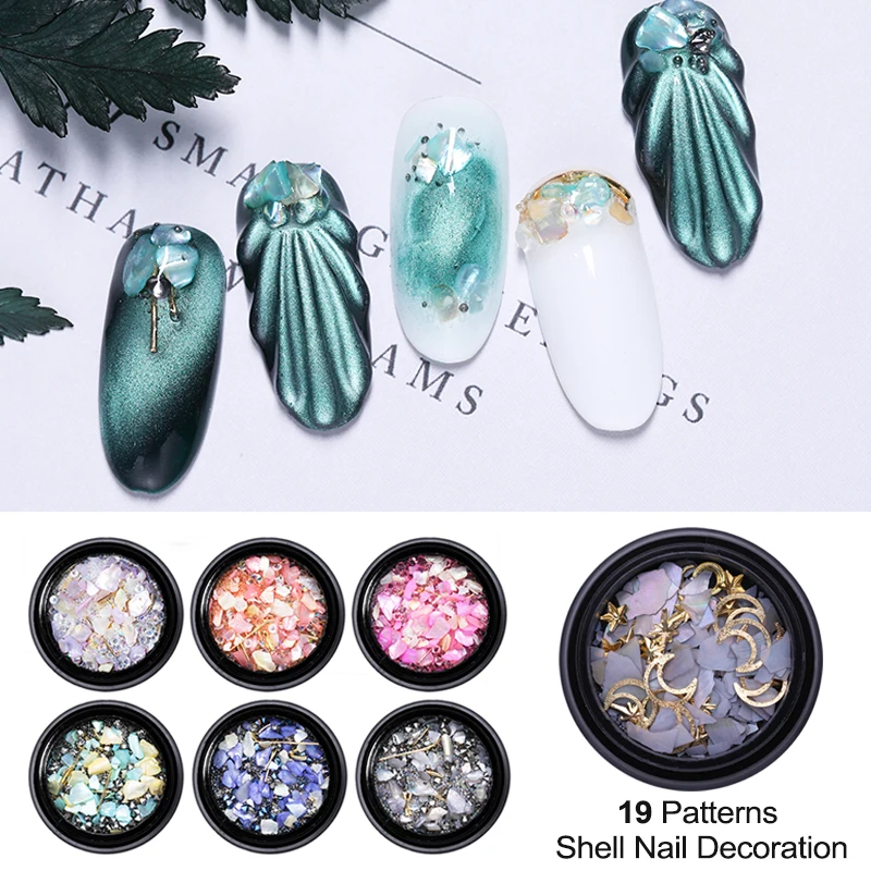 19 Colors Shell Nail Decoration Multi Style Irregular 3D Art Mixed Size Jewelry Rhinestone For Nails | Красота и здоровье
