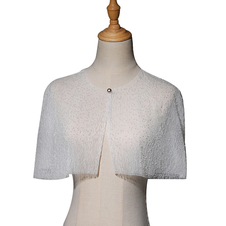 Свадебное платье с блестками и бусинами белое кружевное болеро свадебная