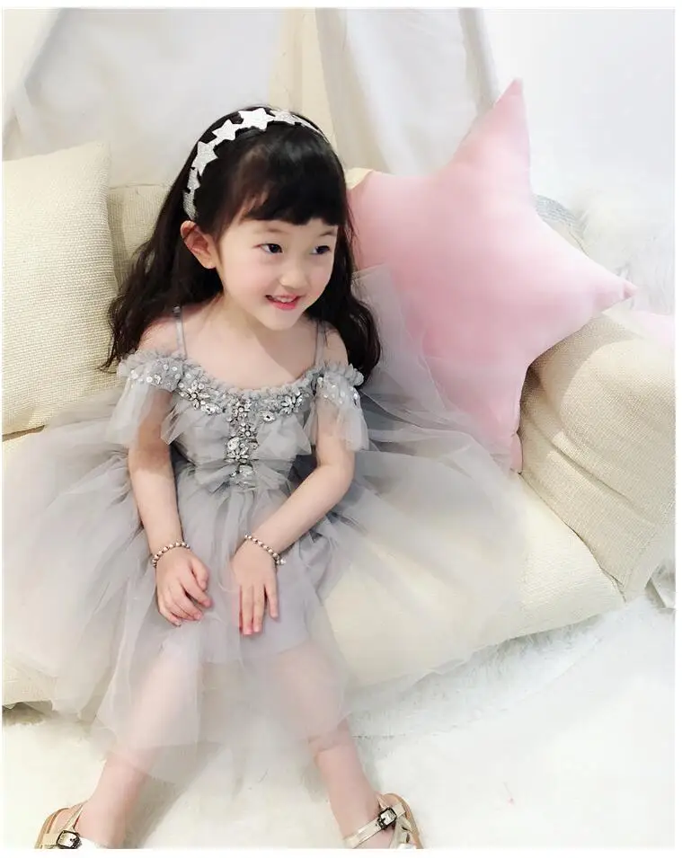 top market children girls beading lace dress kids off shoulder tulle toddler princess party ins fashion vestido Детская одежда и