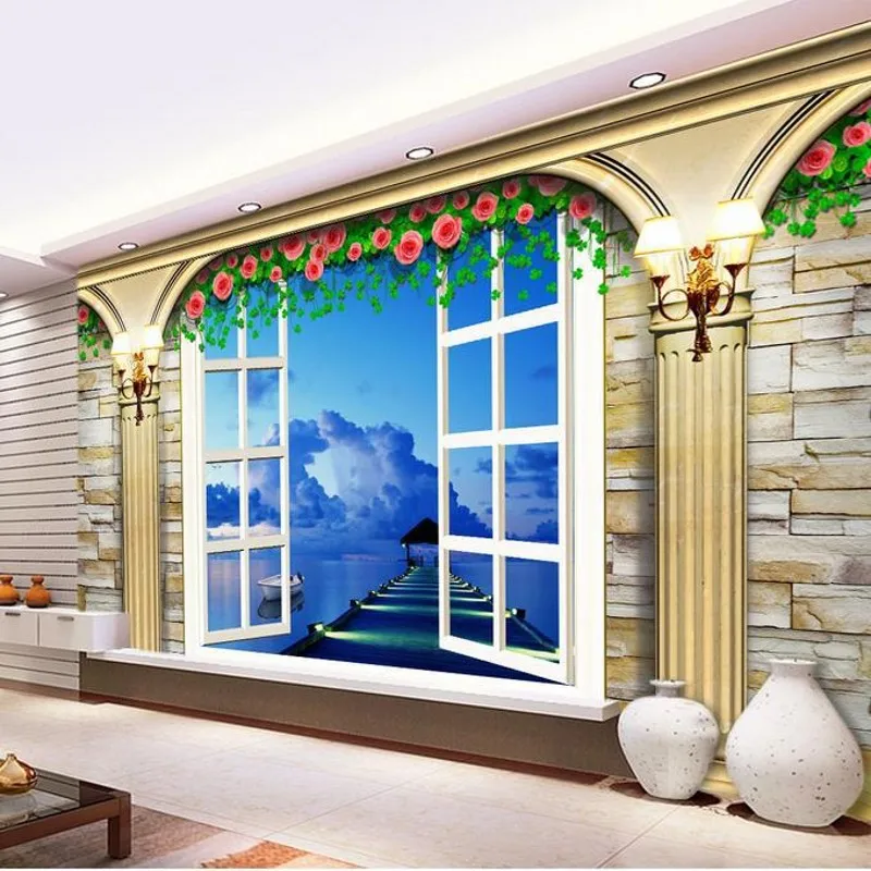 beibehang 3d marble pillar murals Europe TV backdrop brick wallpaper living room bedroom photo papel pintado | Обустройство дома