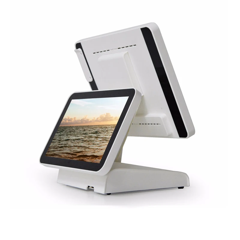 Все в одном ПК Pos система 15 дюймов двойной дисплей J1900 2G 32G WIFI кассовый аппарат