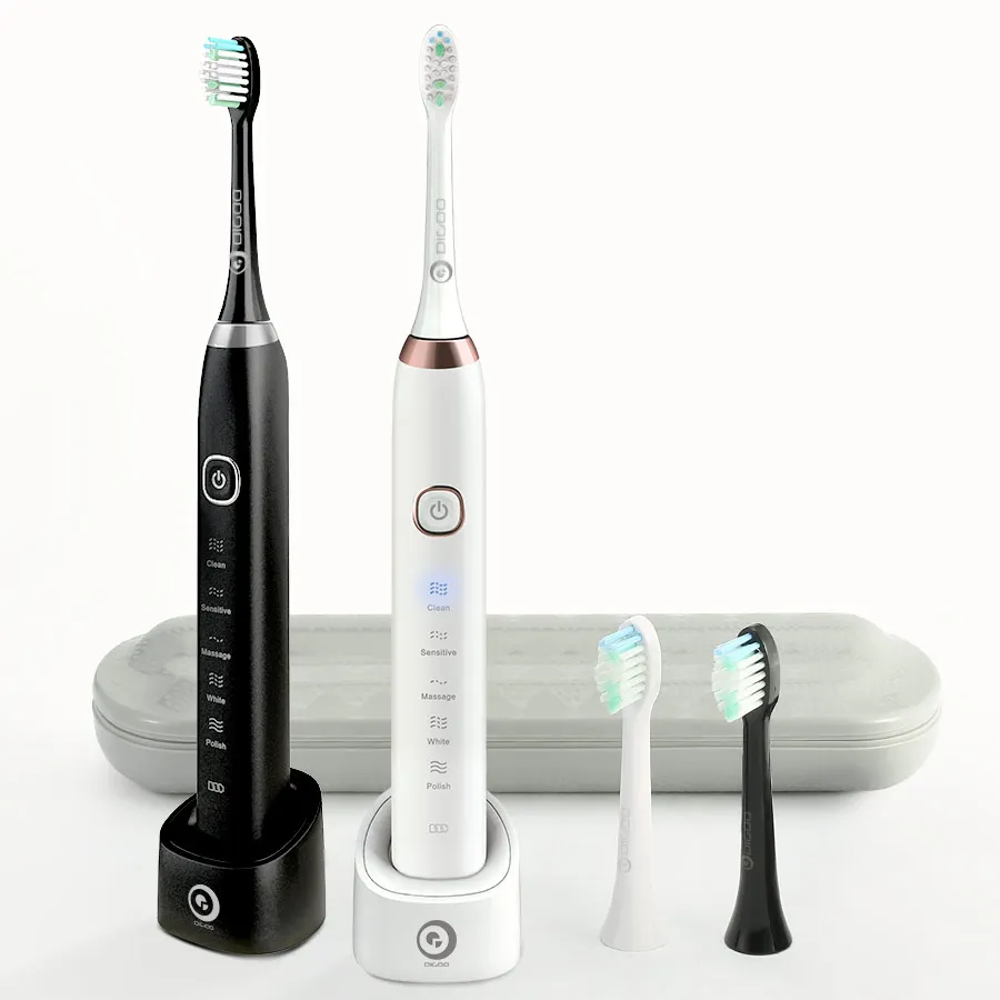 Digoo DG-S100 электрическая зубная щетка перезаряжаемая 5 режимов щетки Электрическая зубная щетка с 2 головками