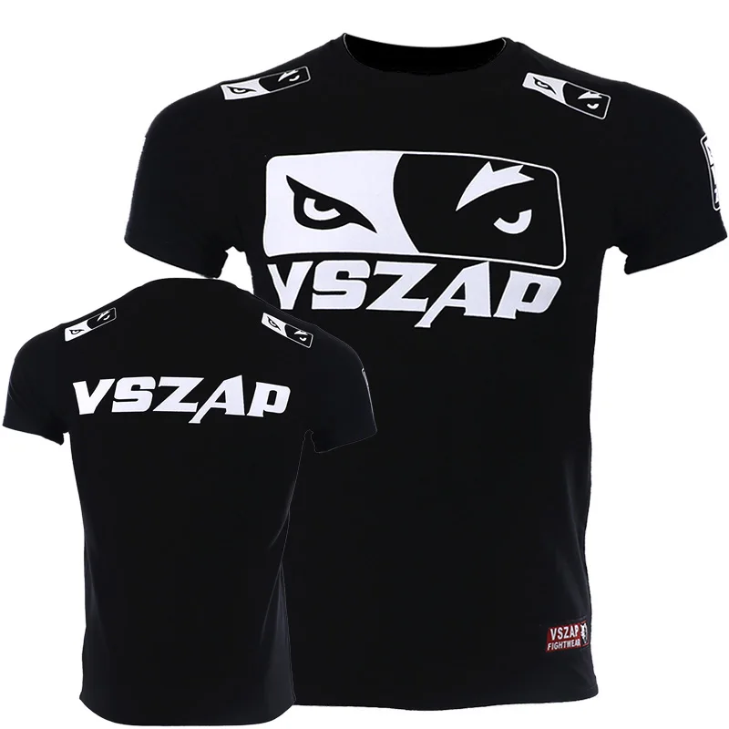 VSZAP Rash Guard Boxing T-shirt Muay Thai Cheap MMA Rashguard Shorts Kickboxing Jerseys Men Fighting Short Sleeve Gym T Shirt |