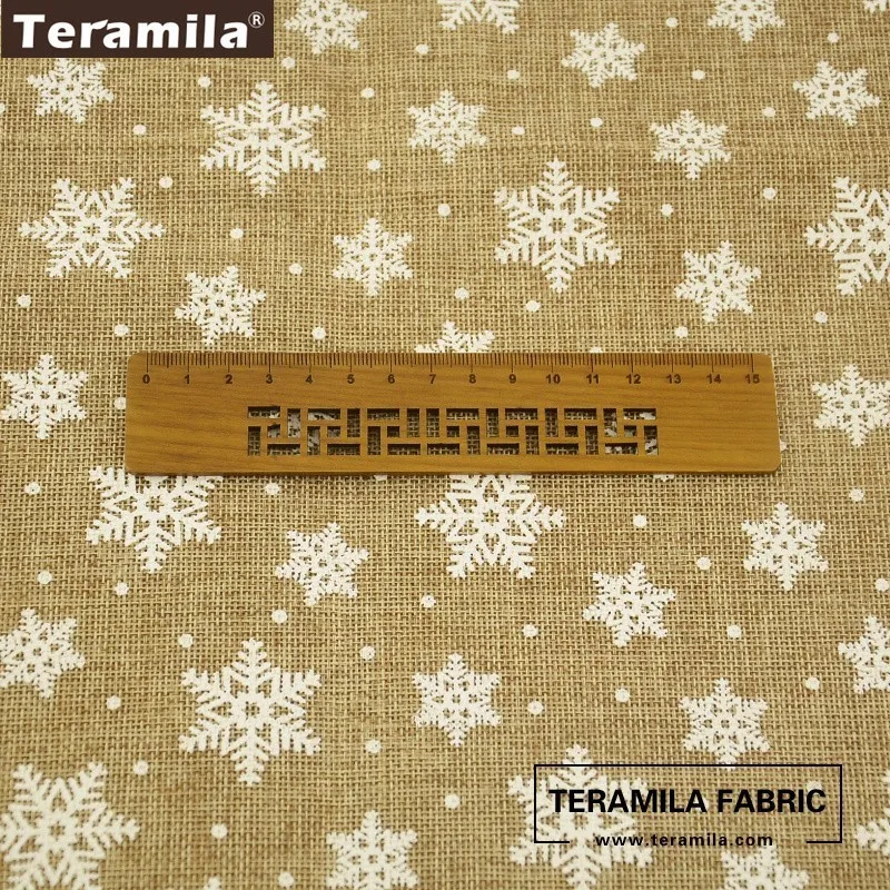 Teramila имитация льняной ткани 50 см x 150 см/шт. Рождественский принт Снежинка Дизайн