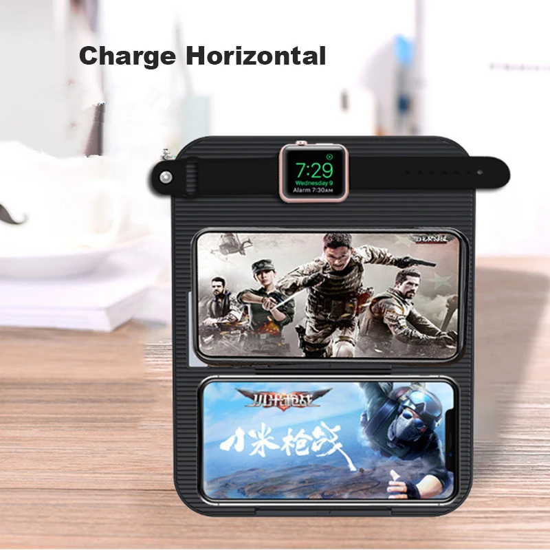 4 в 1 QI Быстрое беспроводное зарядное устройство подставка Складная для iPhone 8 X XR XS MAX зарядная подставка Док-станция для Apple Watch 1 2 3 4 серии
