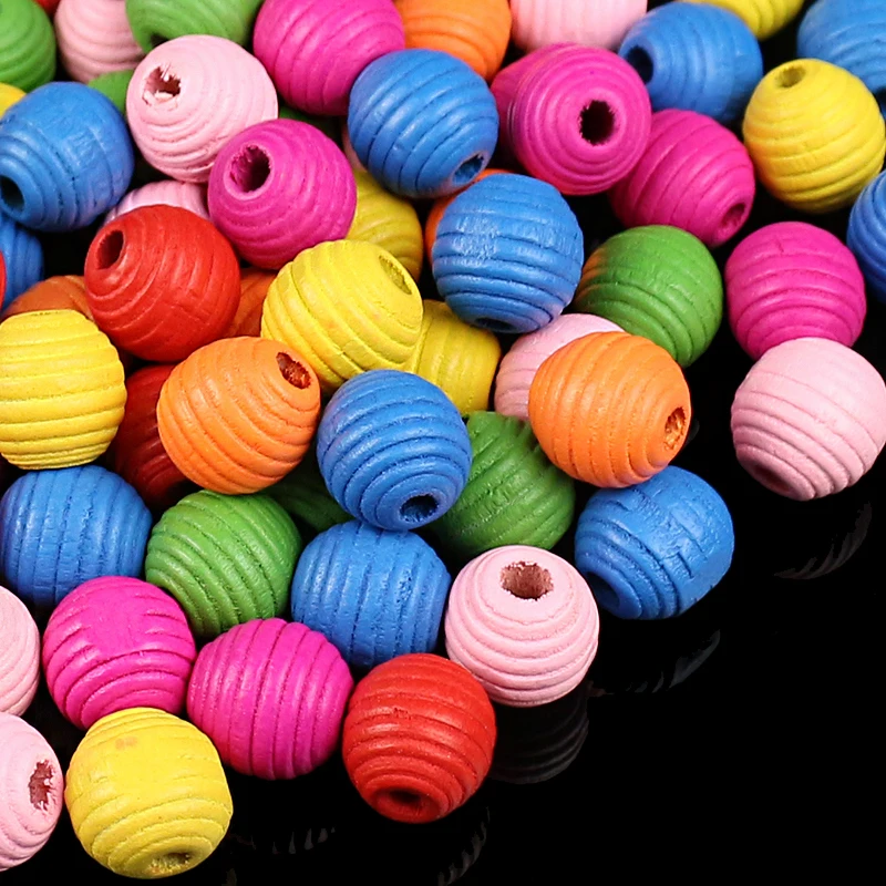 50 шт DIY круглые бусины из натурального дерева 13*14 мм шаровые модные ювелирные