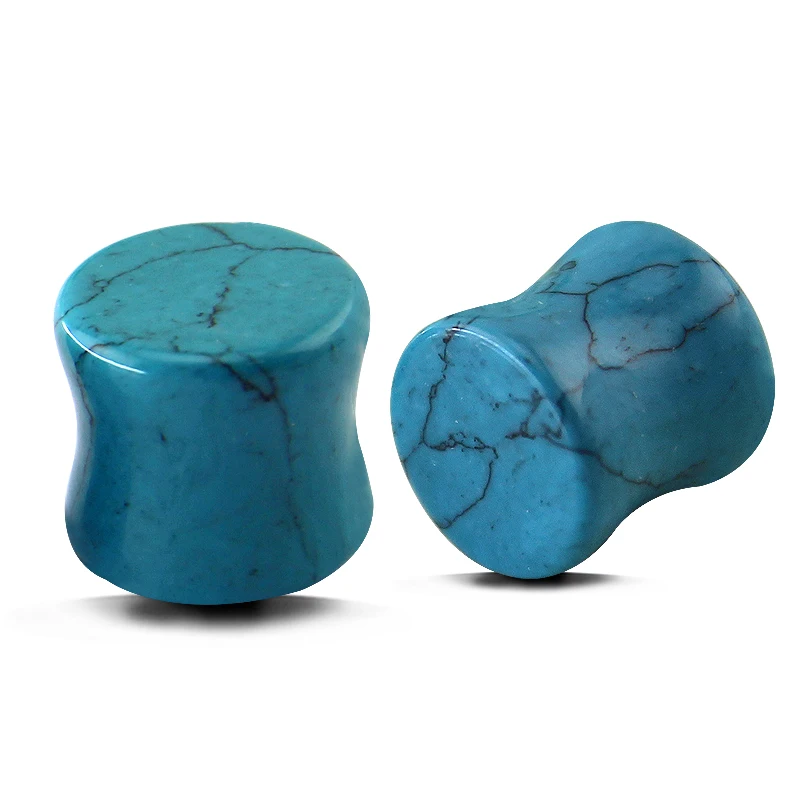 Пробки и тоннели из натурального камня 4 ~ 14 мм пирсинг украшения двойные