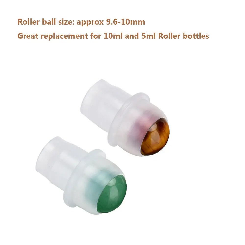10ml Natural Gemstone Glass Roller Bottles Essential Oil Jade Roller Bottles Bamboo Cover 10pcs/lot P224