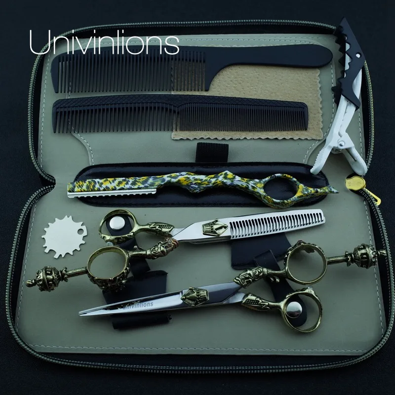 set with razor " Королевский стиль, профессиональные ножницы для волос, парикмахерские ножницы, машинка для стрижки волос, набор для стрижки, японские ножницы для стрижки волос - Цвет: set with razor