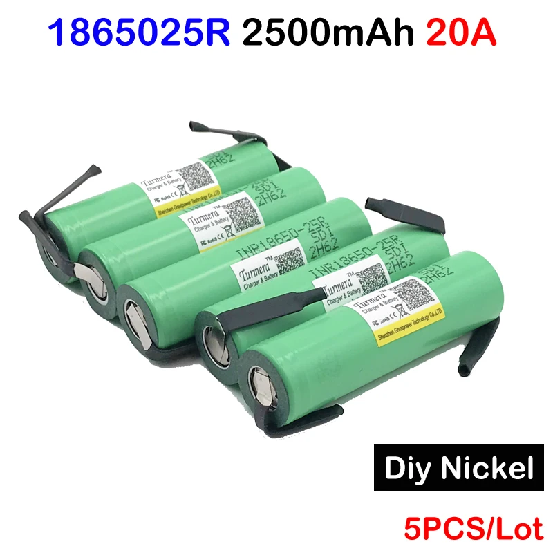 18650 батарея inr18650 25r 20a 2500 mAh mah для ecig батареи электроинструменты с diy никелем|18650