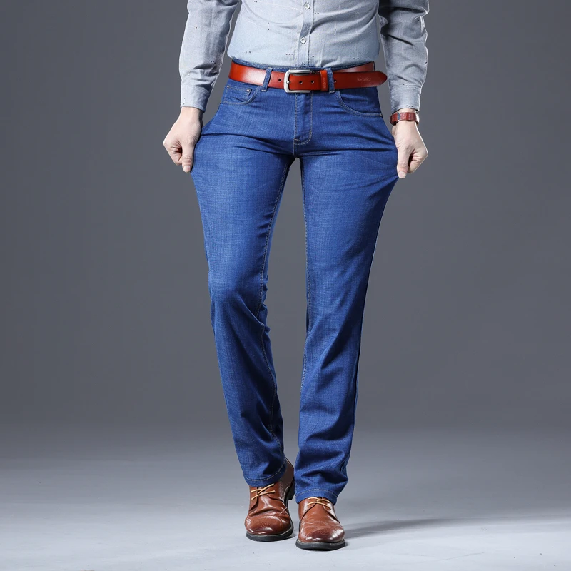 Мужские джинсы KSTUN Синий Классический прямой эластичный Повседневный светильник