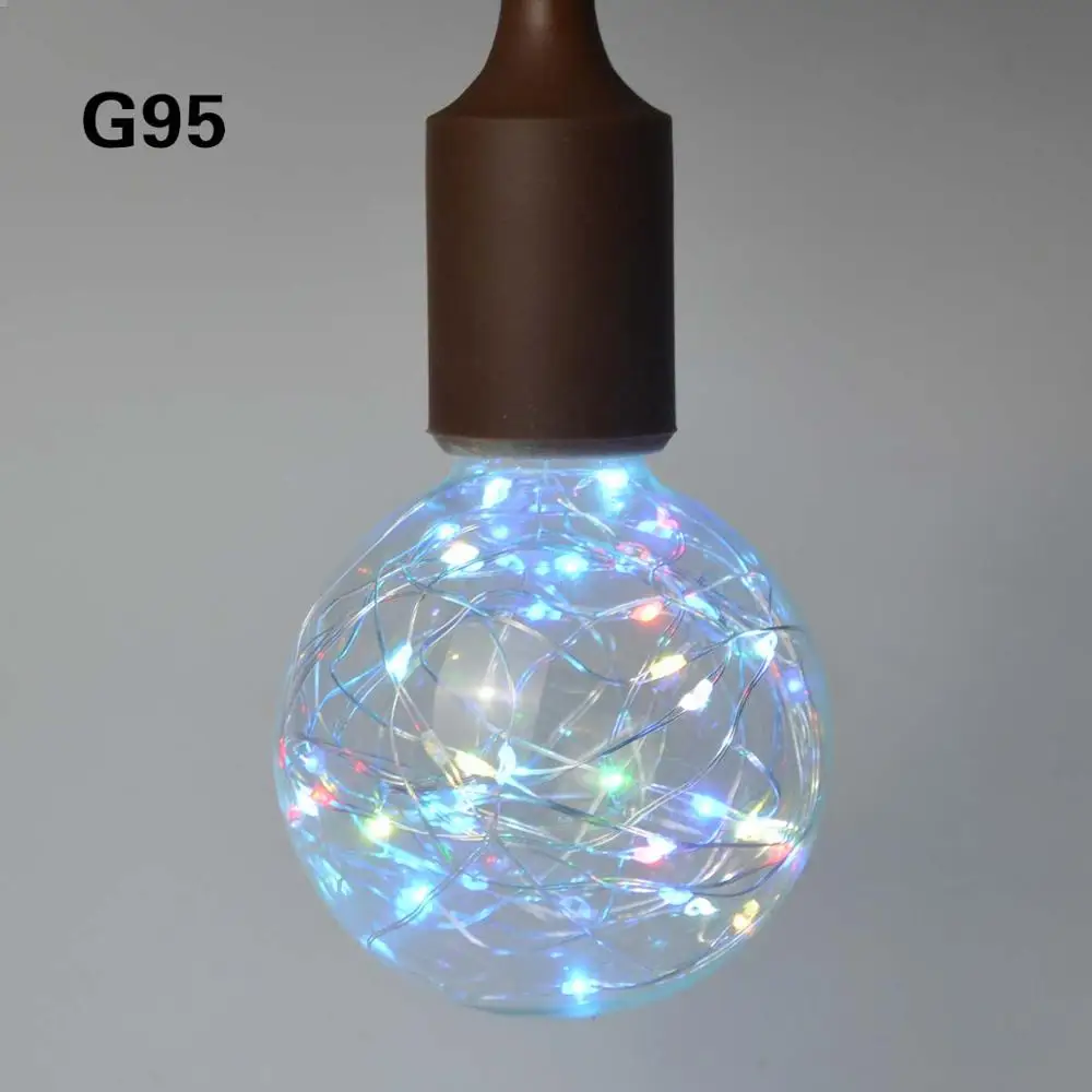 G95-Colorful 3D Светодиодная лампа Эдисона, винтажное украшение, E27, 110 В, 220 В, Светодиодная лампа накаливания, медная проволока, сменная лампочка накаливания - Цвет: G95-Colorful