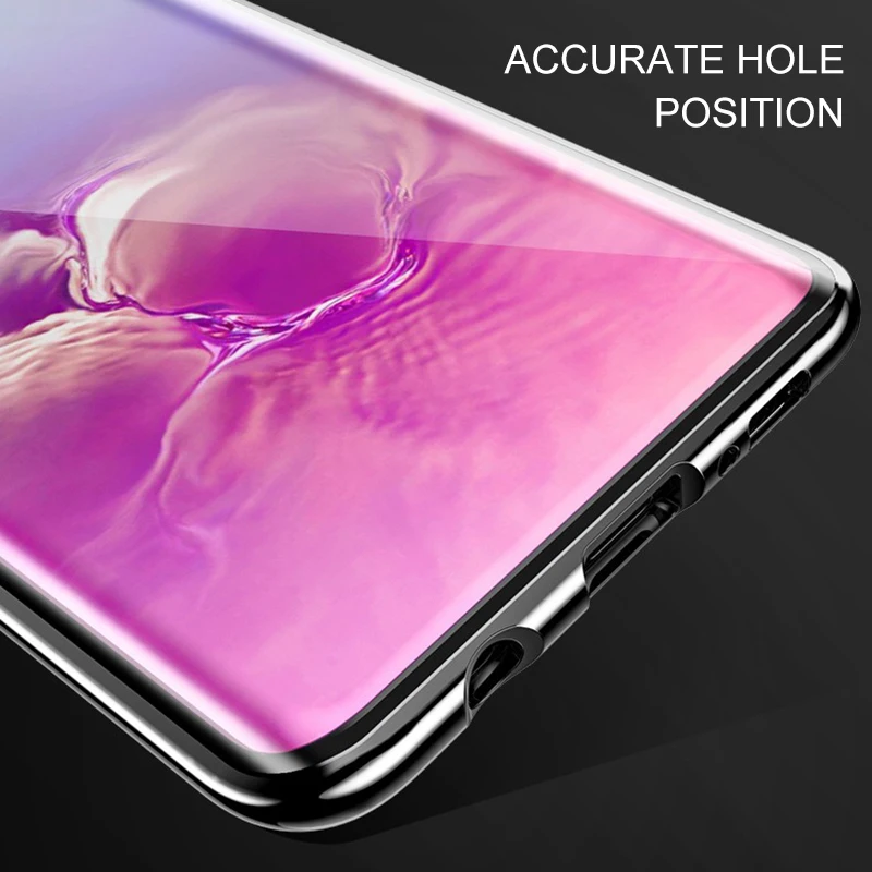 Магнитный адсорбционный чехол для телефона samsung s10 5G plus s10e двойное закаленное стекло задняя крышка чехол s 10 с разблокировкой отпечатков пальцев