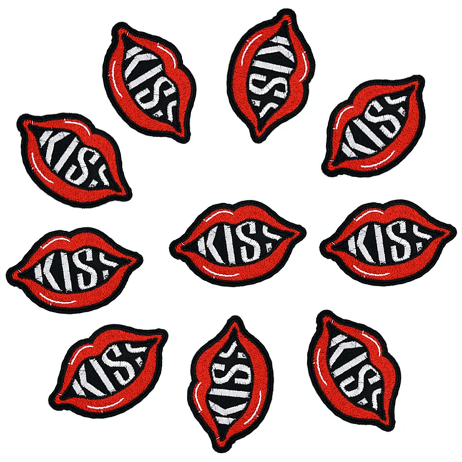 10 шт Kiss губы значки патчи для одежды вышитые приклеивания утюгом аппликация