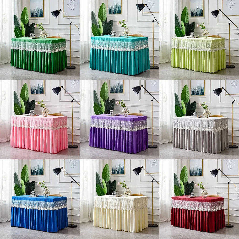 Цельная однотонная прямоугольная юбка для гостиничного стола с крышкой скатерти