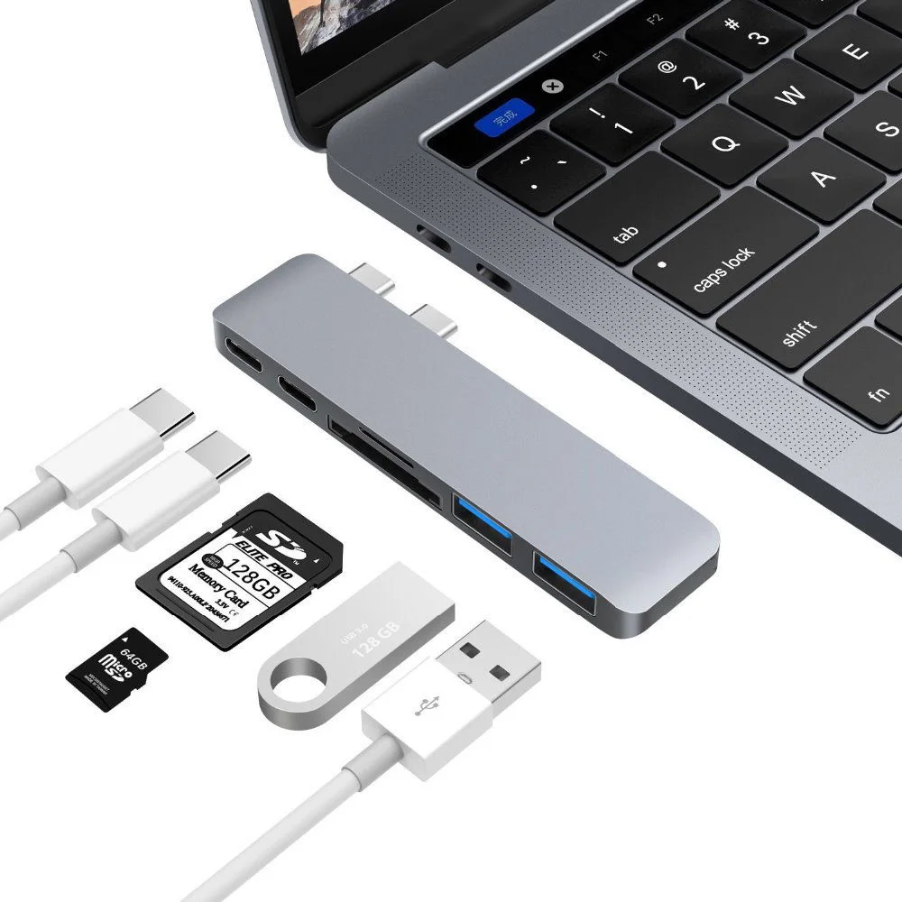 Новинка для Macbook New Pro 13 15 Touch Bar typc C 3 0 Combo USB зарядки + 2 порта SD/TF слот карт|2 ports usb