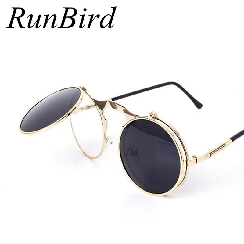 Круглые Солнцезащитные очки RunBird Ретро стиль стимпанк женские брендовые