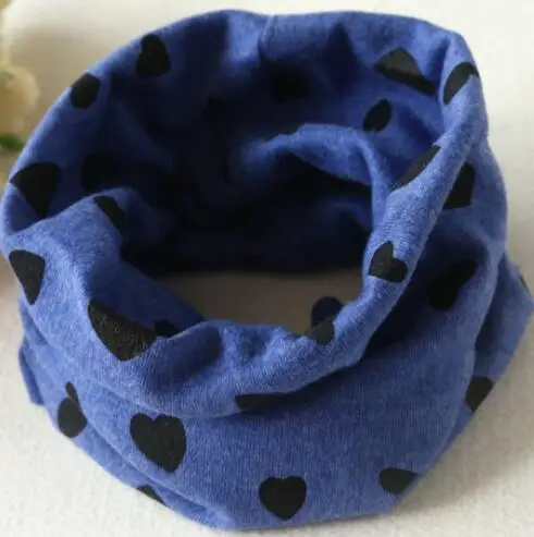 blue heart Коллекция года, весенне-осенний хлопковый шарф для девочек детский шейный платок с рисунком совы для девочек, детское кольцо с круглым вырезом, волшебный шарф для мальчиков, детская одежда - Цвет: blue heart