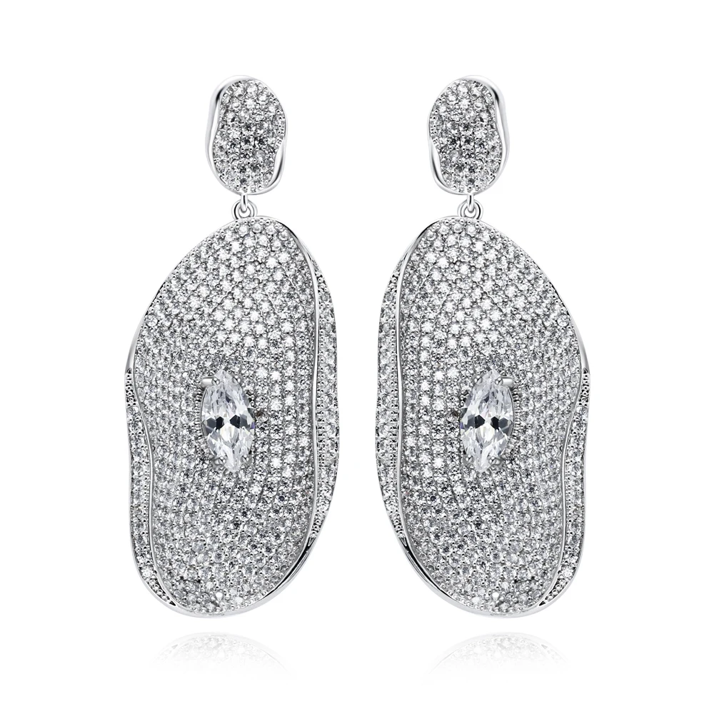 6 2 см очень большие серьги в виде листьев красивая свадебная бижутерия с белыми