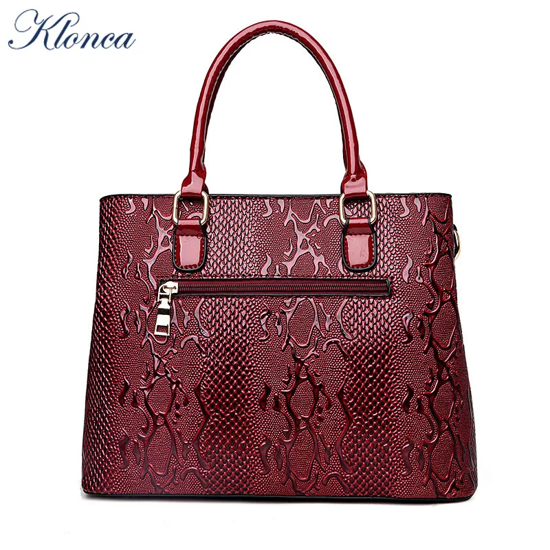 Klonca freeshipping chic female handbag new designer serpentile mposite bag high quality PU leather casual shoulder 2019 | Багаж и сумки