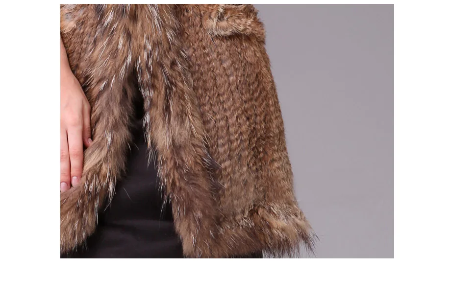 

Factory direct 12 color autumn and winter warm real rabbit fur vest women's Europe style fur coat rabbit hair weaving vest w1988