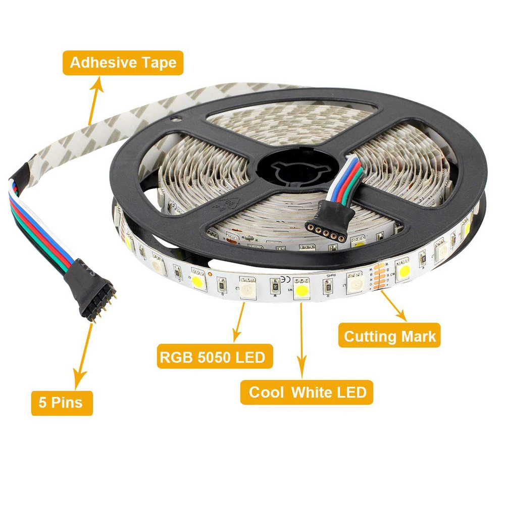 Светодиодная лента 5050 RGB RGBW rgbww 60 Светодиодный s/m 1 м 5 водонепроницаемая