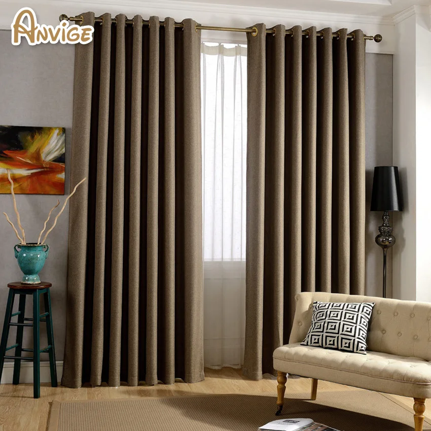 Современные Шторы одноцветное Цвет шторы плотные льняные Ткань обработки окна