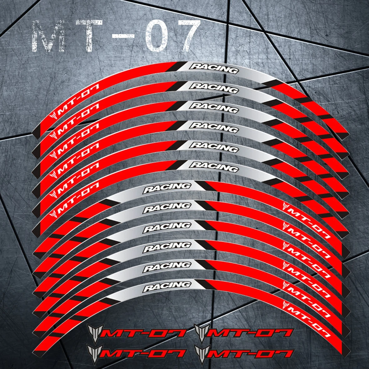 

Motorcycle front and rear wheels Edge Outer Rim Sticker Reflective Stripe Wheel Decals For YAMAHA MT-07