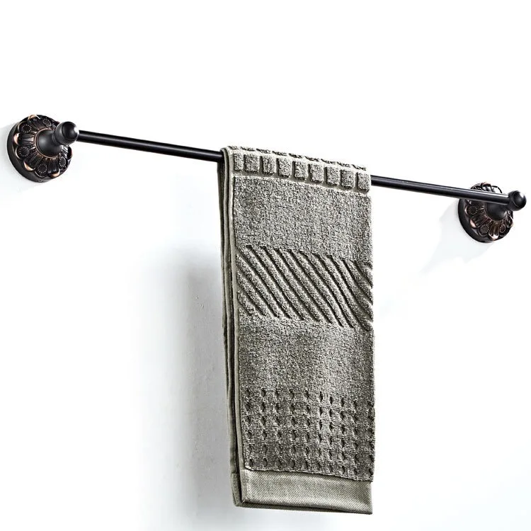 

Biggers luxury carved surface brass bathroom single towel bar towel rod black bronze finish kitchen rod towel holder