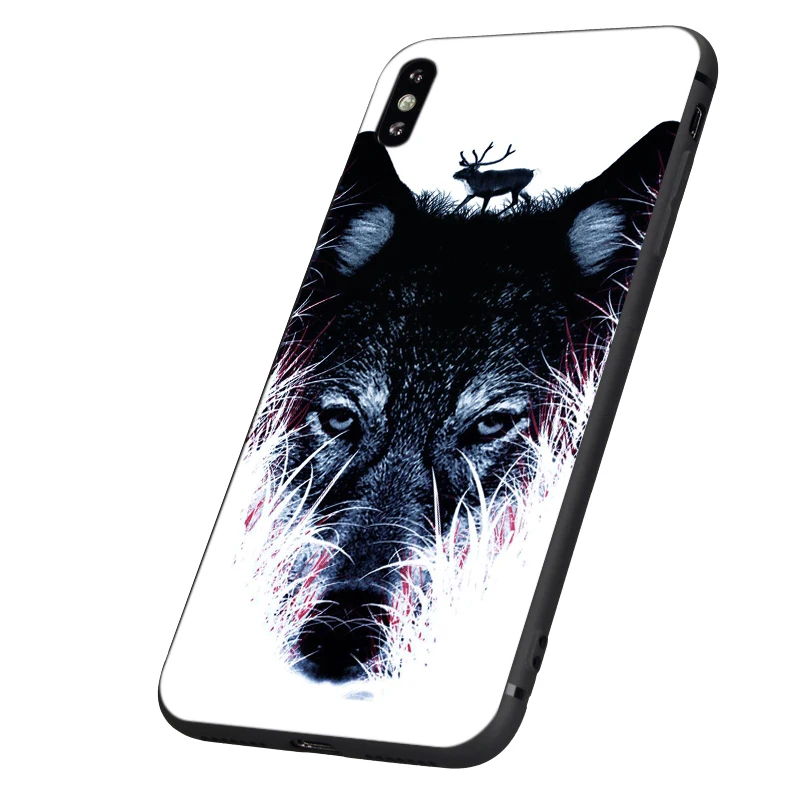 Черный чехол ТПУ для iphone 5 5s se 6 6s 7 8 plus x 10 чехол силиконовый чехол для iphone XR XS MAX чехол темный Ночной Волк