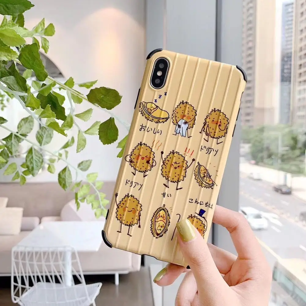 ORYKSZ 3D Lovely Fruit Durian Silicon Case For iphone XR X XS Max Cover iPhone 6 6S 7 8 Plus Fashion Shockproof Phone Cases |