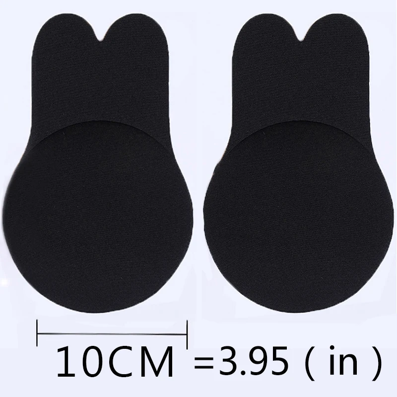 Black-10cm Женское белье, силиконовый чехол на соски, наклейки, бюстгальтер «кролик», пуш-ап бюстгальтер, Женский самоклеющийся невидимый бюстгальтер без бретелек, черный бюстгальтер без косточек - Цвет: Black-10cm