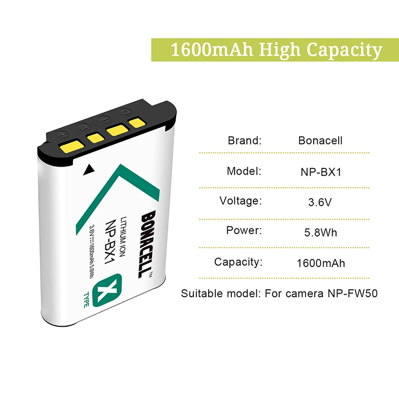Bonadget 1600 мА-ч для sony NP-BX1 NP BX1 npbx1 Батарея детали Cyber-Shot DSC-RX100 HX300 WX300 HDR-AS100V HDR-AS30V HDR-AS100VR |