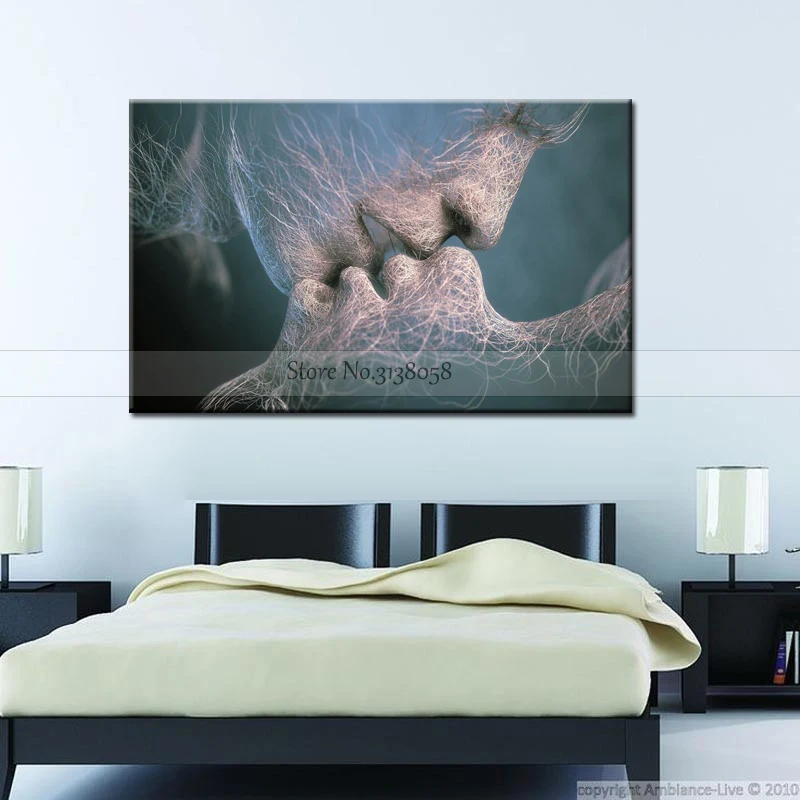 Adam and Eve Kiss Handmade Modern Abstract Home Decor Wall Art Kissing Couples Picture Figure Oil Painting On Canvas | Дом и сад
